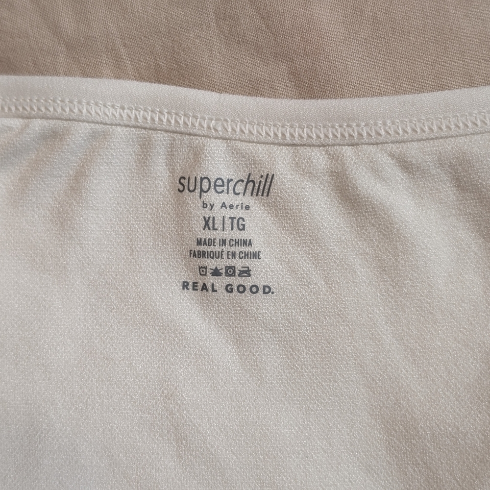 SALE -- Aerie Superchill Women's White Rib Baby Crop T-Shirt, Women's Size XL - Picture 5 of 10